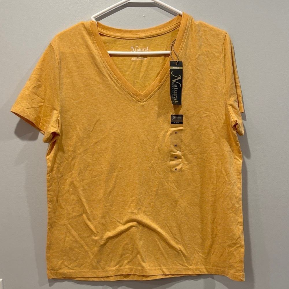 Natural Reflections Mustard V-Neck Short Sleeve Tee
